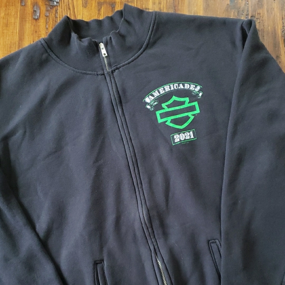 Harley Davidson Black Zip-Up Americade Sweatshirt Size L